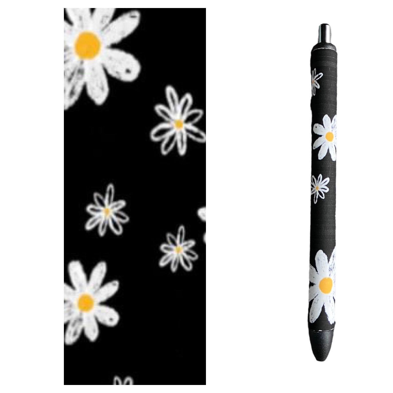 Black background with white chalk appearing flowers 