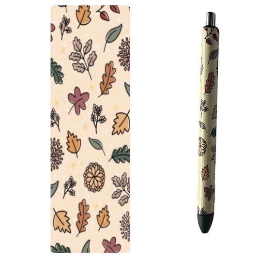 Colored fall leaves design on pen 